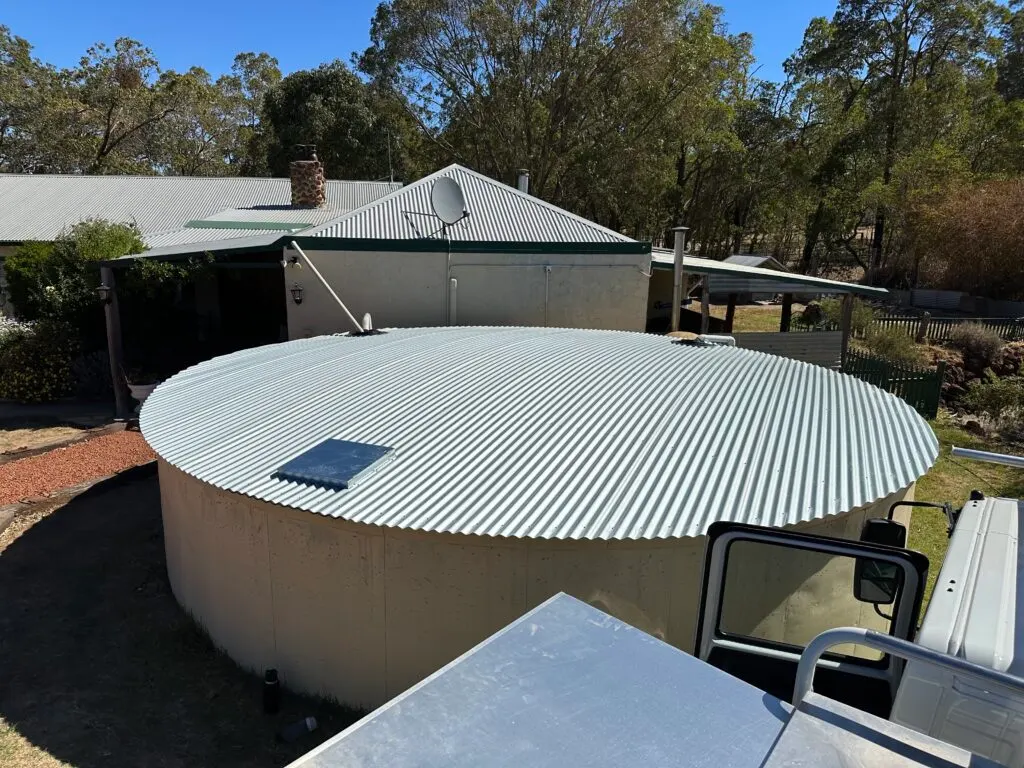 Repaired steel tank roof